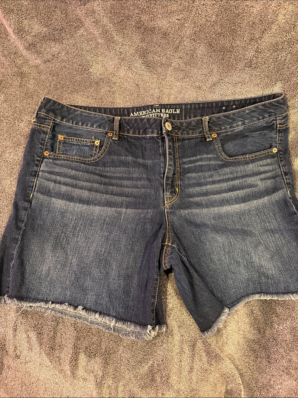 American Eagle Outfitters Indigo Blue Frayed Hem Denim Shorts
